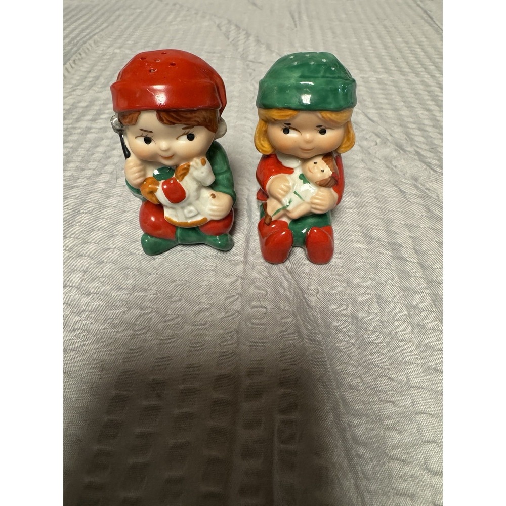 Vintage 1983 Avon Boy and Girl Elf Salt‎ and Pepper Shakers.